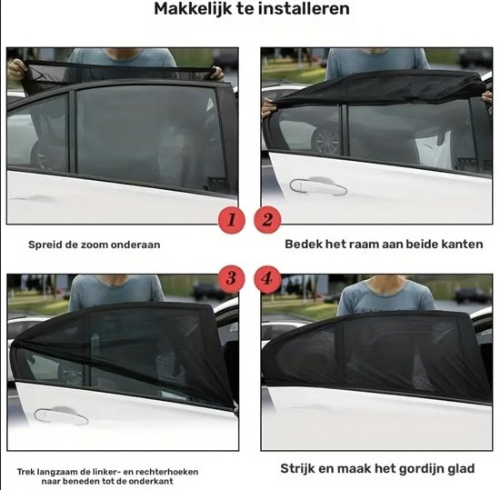 Zonwering voor in de auto met gecertificeerde UV-bescherming - universele zonneklep voor zijruiten - meshmateriaal beschermt passagiers kinderen en huisdieren - 2 stuks (XL) - autozonwering auto accessoires - Zonnescherm van Merkloos — afbeelding 5
