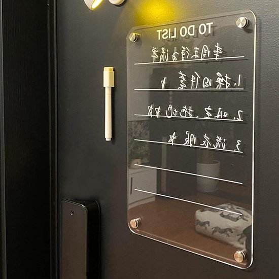 Staiko Magnettafel für Kühlschrank aus klarem Acrylglas - Wochenkalender inklusive 6 Stifte - Trocken abwischbare Magnet-Planner für die Küche