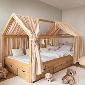 Huisbedhemel - handgemaakt - 2 stuks - beige - 100% katoen-mousseline - 132 x 320 cm