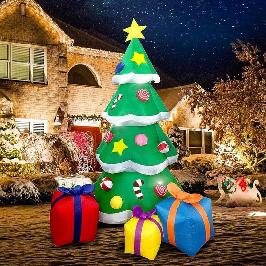Opblaasbare kerstboom met kerstman