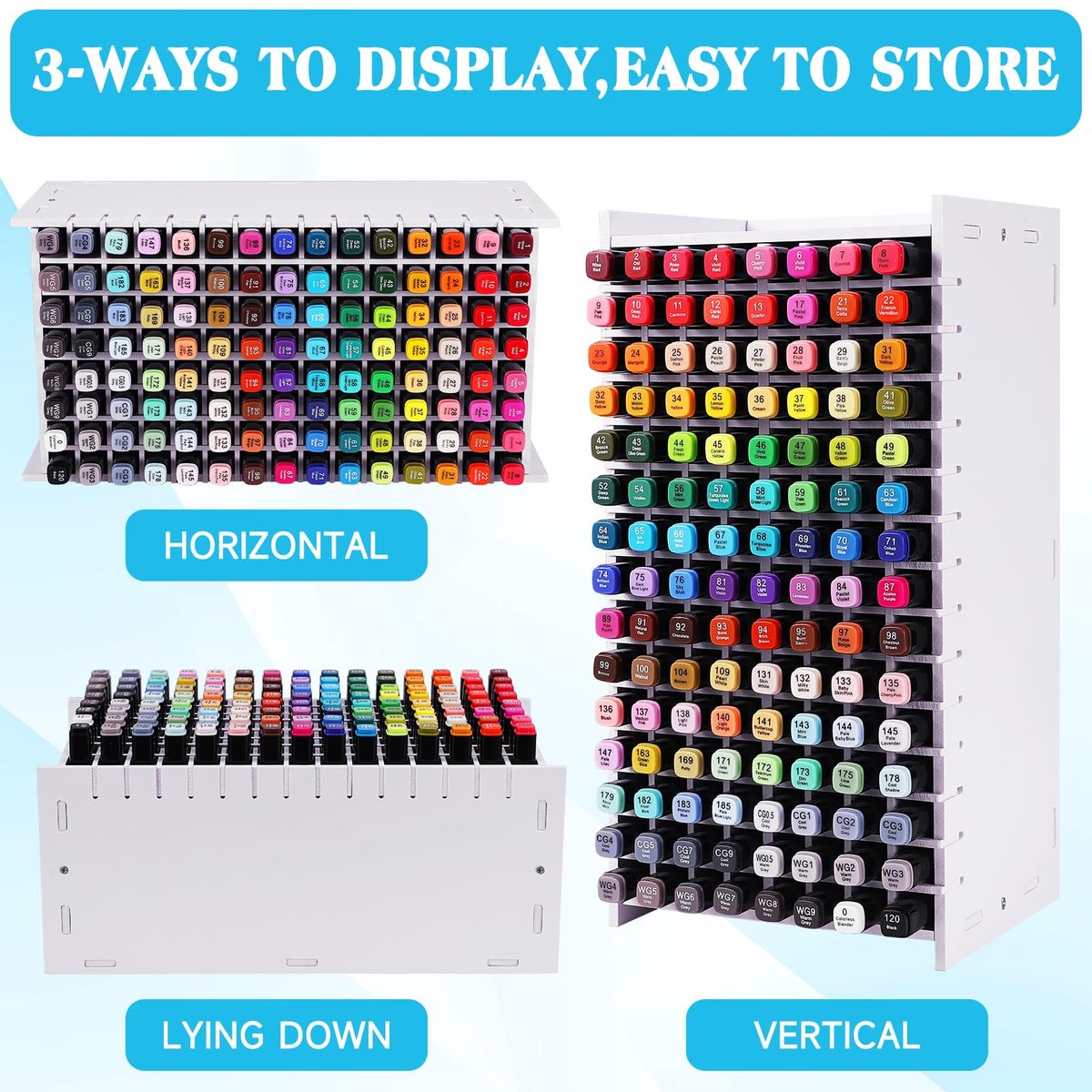 TIKSPCAE Marker Organizer Voor 168 Stiften Bamboe Houten Bureau Organizer Rek Voor Stiften Pennen Potloden Verfkwasten Opslag Voor Thuis Kantoor Klaslokaal Decoratie