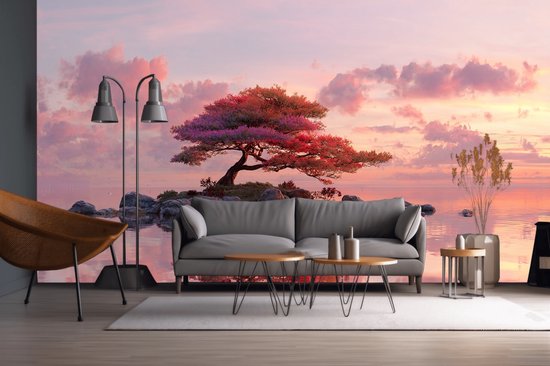 Peel & stick Fotobehang - Serene Sunset Island Reflection - 250x200 centimeter