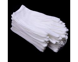 Handschoenen - Katoenen Handschoenen - 12 Paar Witte Katoenen Handschoenen - Vochtinbrengende Handschoenen voor droge handen, eczeem, schoonheid, werkhandschoenen - maat m