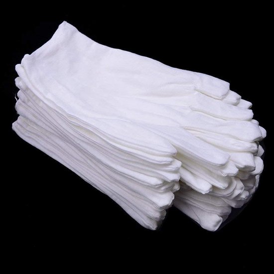 Gants en coton - 12 paires de Gants Witte en coton - Gants Gants pour mains sèches, eczéma, beauté, travail