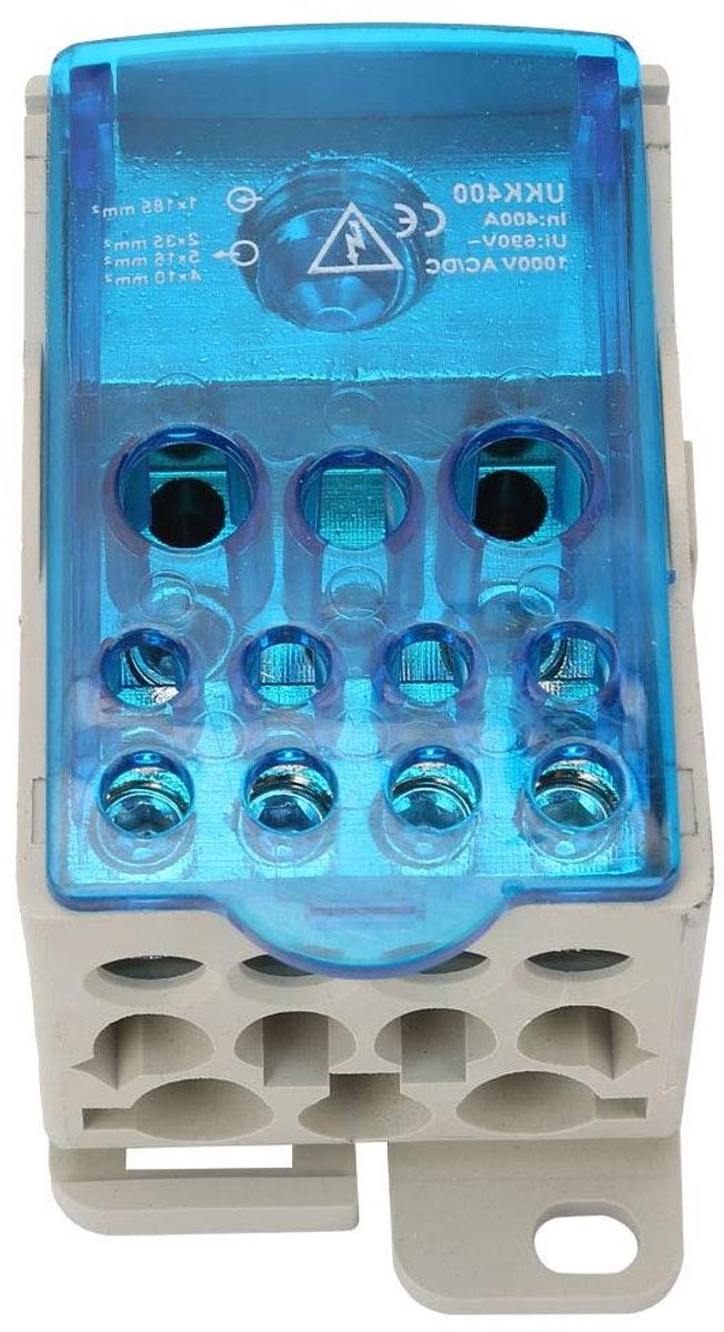 Distribution box voor DIN rail terminals - Stroomverdeelkast 400A - Elektrische aansluitdoos - Universele stroomverdeler - Kabelklemmen - Terminal blok - Spoorlijstrek.