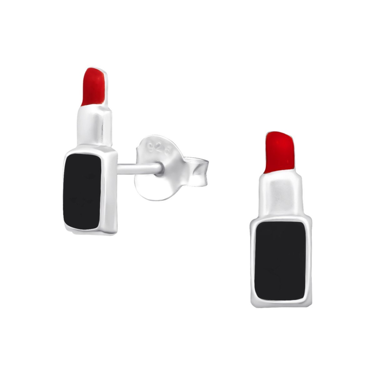 Oorbellen - Kinderoorbellen - 925 Sterling Zilver - Zilver - Lippenstift