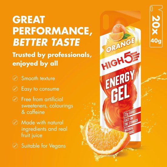 HIGH5 - Isotonic Energygel - Orange smaak - Energie gel - Isotone Sportgel - Harlopen & Wielrennen - 20 x 40ml van High5 — afbeelding 4