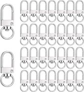 Allecto Plus - 30 stuks Kreeft Klauw Sluitingen Zilver Metaal Draaibare Lanyards Snap Haken - Sleutelhanger Haken - DIY Klauw Sluitingen - Tas Sleutelhangers Connector - Sieraden Maken - Kunst Ambachten