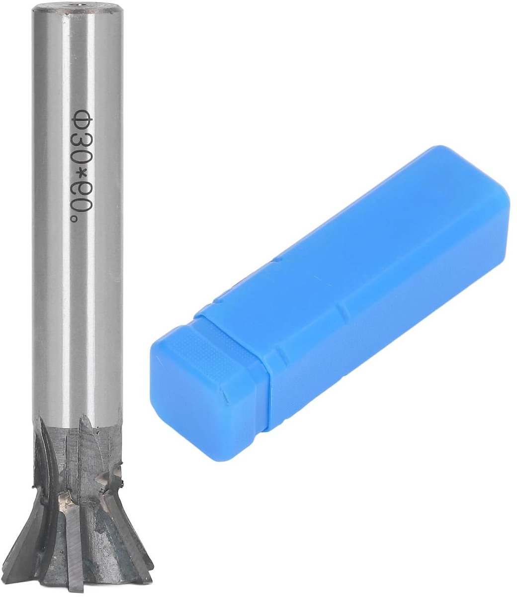Allecto Plus - 30 mm hardmetalen gleuffrees met 6 groeven en rechte schacht - Metaalbewerking - Zwaluwstaartfrees 60 graden.