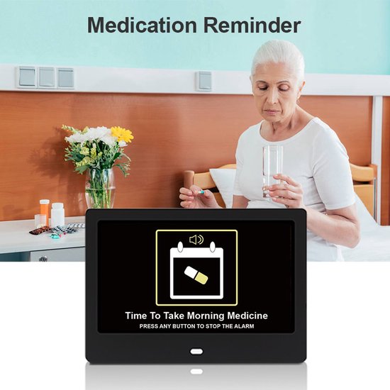 Dementieklok - Klok voor Dementie - Geheugenklok - Dementie klok digitaal - Klok voor Ouderen - Senioren & Alzheimer klok