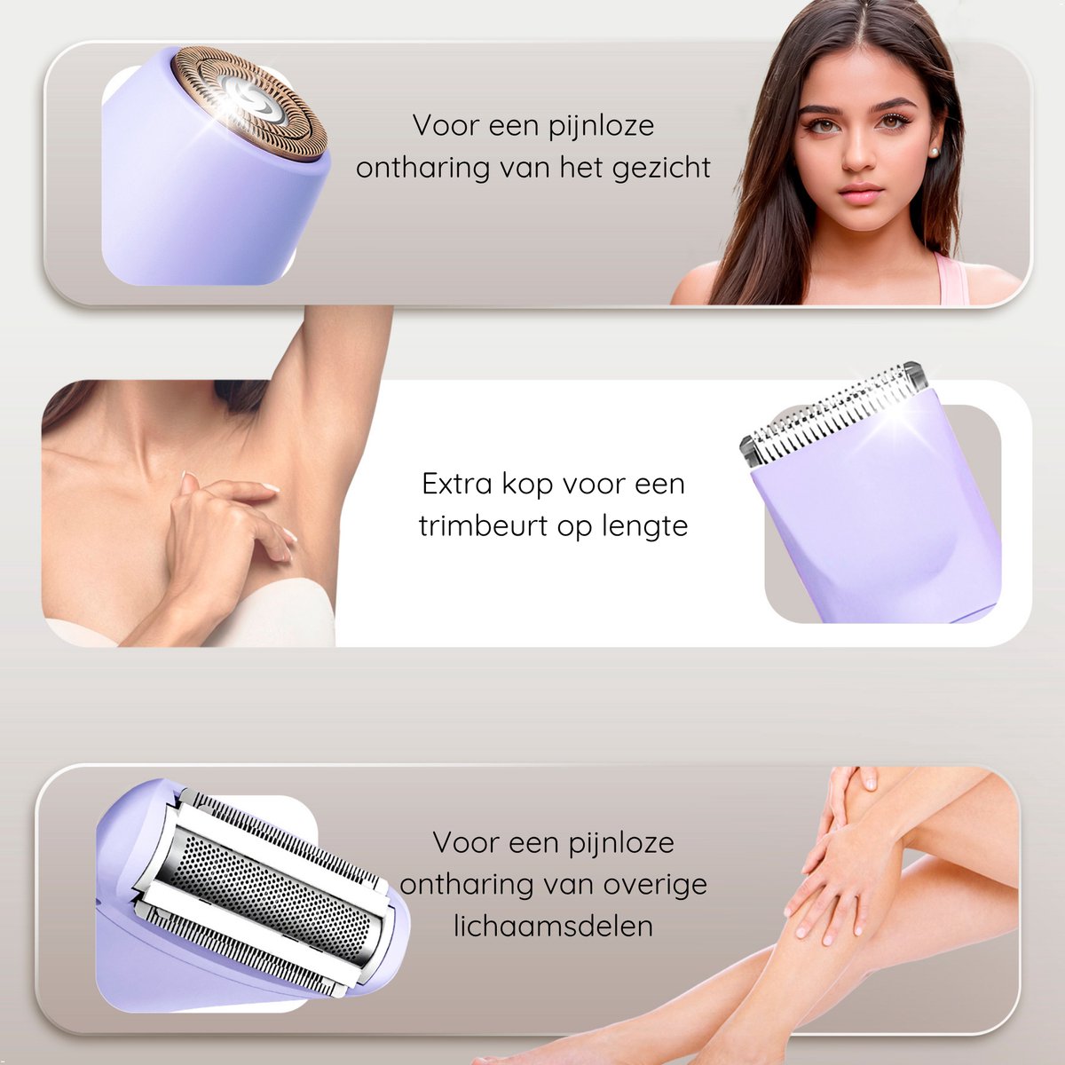 Sansbeauté 3-in-1 Ladyshave met Display - Gezicht - Ontharingsapparaat thumbnail 3