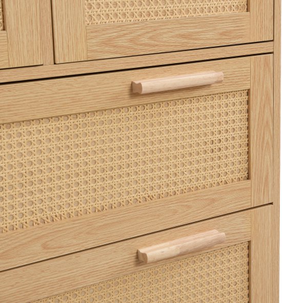 HOMCOM Ladekast met 4 lades opbergorganizer met rotan element voor HOMCOM Ladekast met 4 lades opbergorganizer met rotan element voor