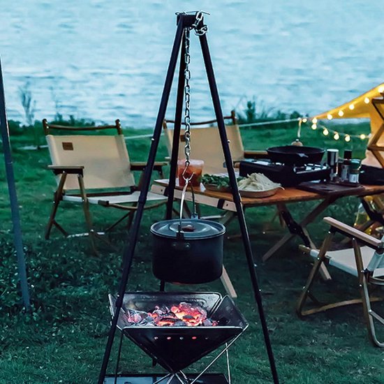 BBQ Tafel Vouwen Kampvuur Grill Rooster Draagbare Camping Grills Met Afneembaar Rooster Voor Outdoor Picknick (Kleur: Zwart, Maat: 89x39x28cm