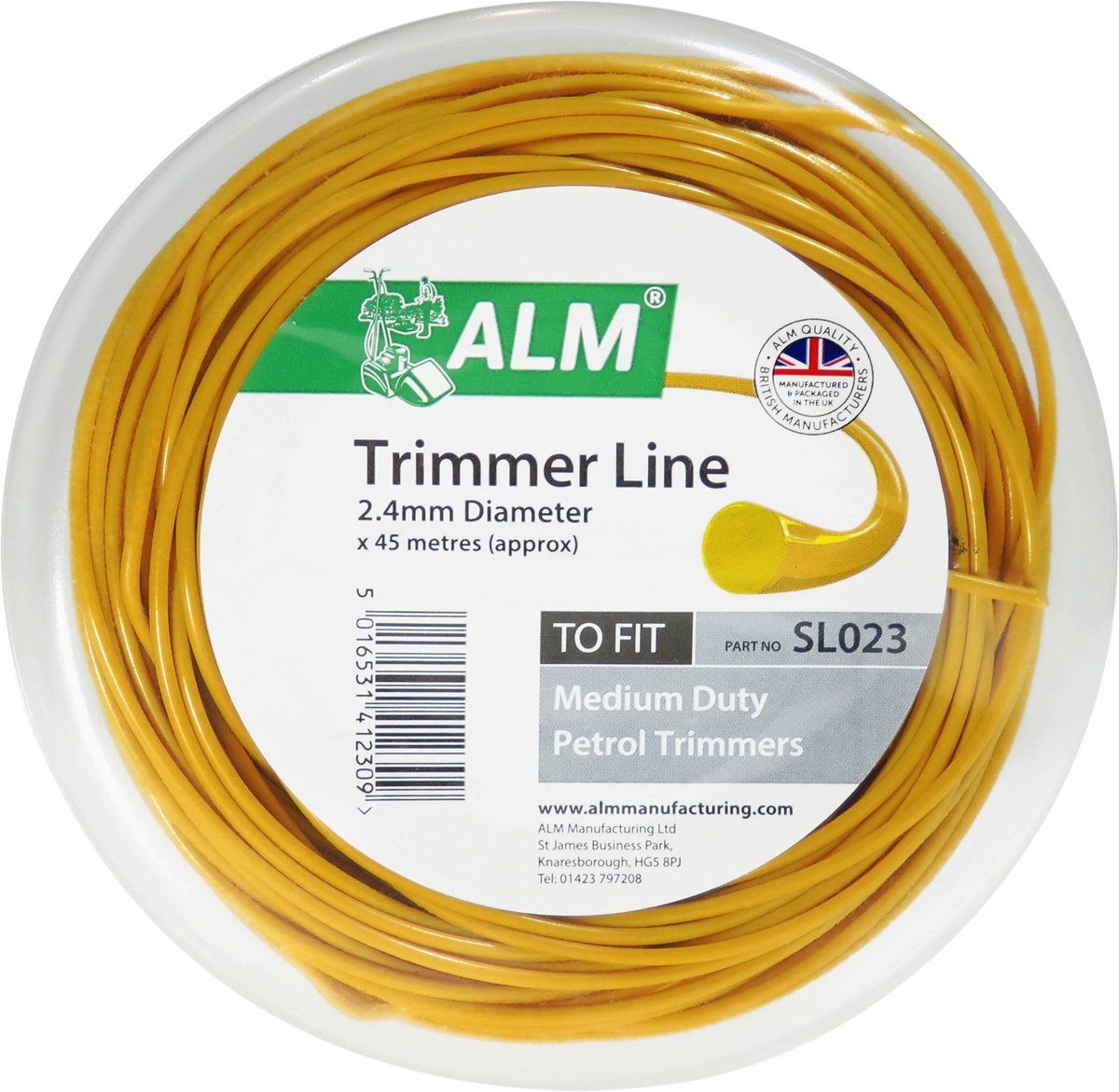 ALM trimmerdraad - 2,4 mm x 45 meter - maaidraad voor grastrimmer en bosmaaier - trimdraad - trimmer strimmerdraad - draad kantenmaaier - 2.4 - 2,4mm