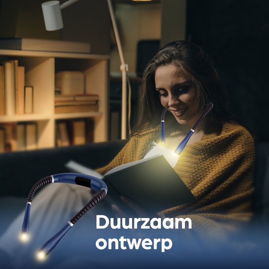 BP® Nekleeslamp Blauw - Neklampje voor Haakwerk - Nek Leeslamp - Leeslampje voor Boek - LED Leeslampje - Neklamp voor Boek en Handwerken - USB Oplaadbaar - 9 Standen - Blauw van Merkloos — afbeelding 2