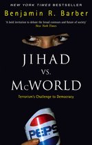 Boekomslag met de titel 'JIHAD VS. MCWORLD', Benjamin R. Barber, en een Pepsi blikje.