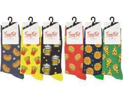 Funny Feet socks - Happy kousen - cadeau - grappige sokken - 6 paar - Maat 43/46