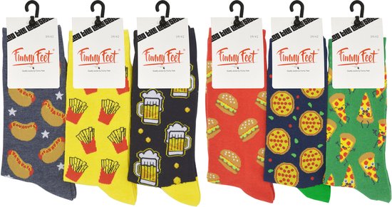 Chaussettes Funny Feet - Happy Socks - cadeau - chaussettes drôles - 6 paires - Taille 43/46