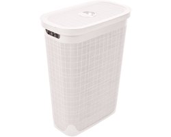 Wasmand 'Hessian' - 40 Liter - Wasbox met deksel - Crème - Ventilerend