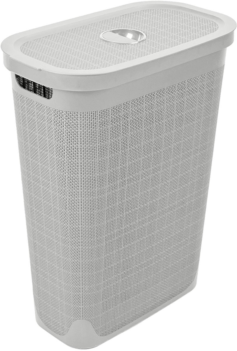 Wasmand 'Hessian' - 40 Liter - Wasbox met deksel - Lichtgrijs