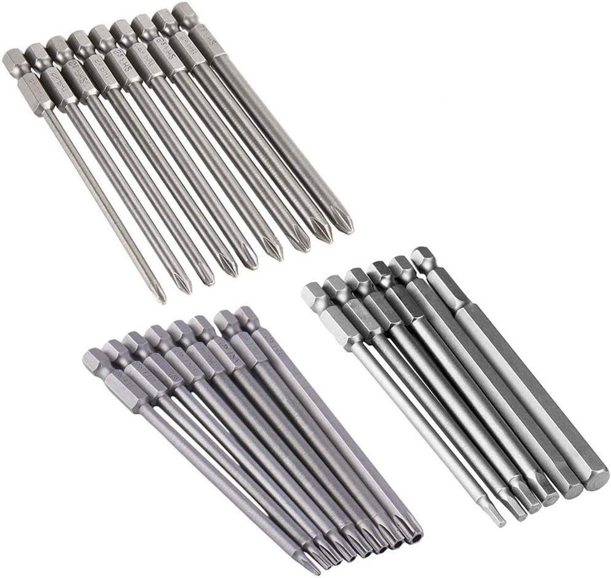 Hakkin 10 Stück Hex Sechskant Schraubendreher Bits Set Lang 100 1/4
