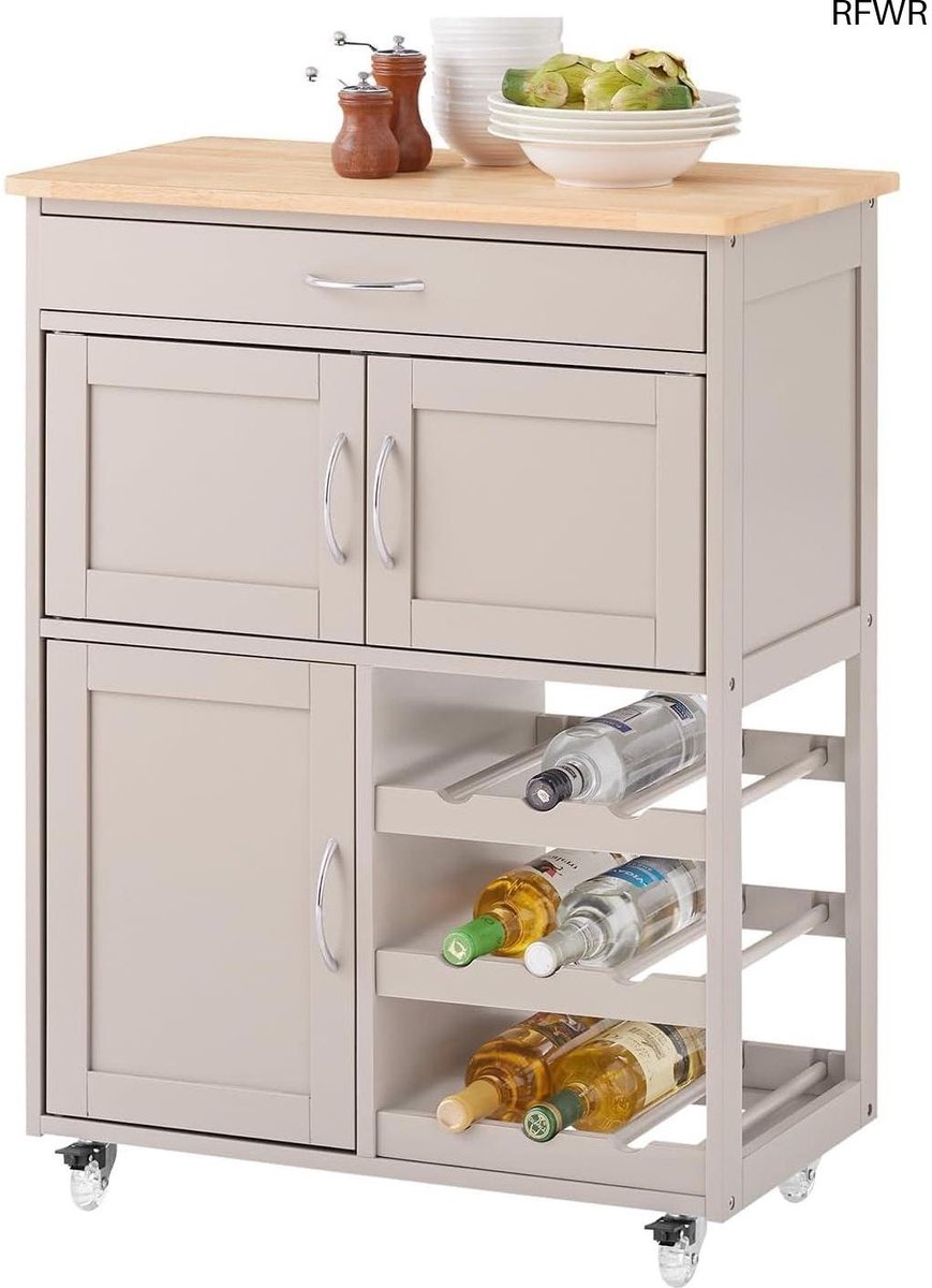 RFWR® Compacte Keukentrolley met Wielen – Multifunctionele Keukenopberger voor Kleine Ruimtes