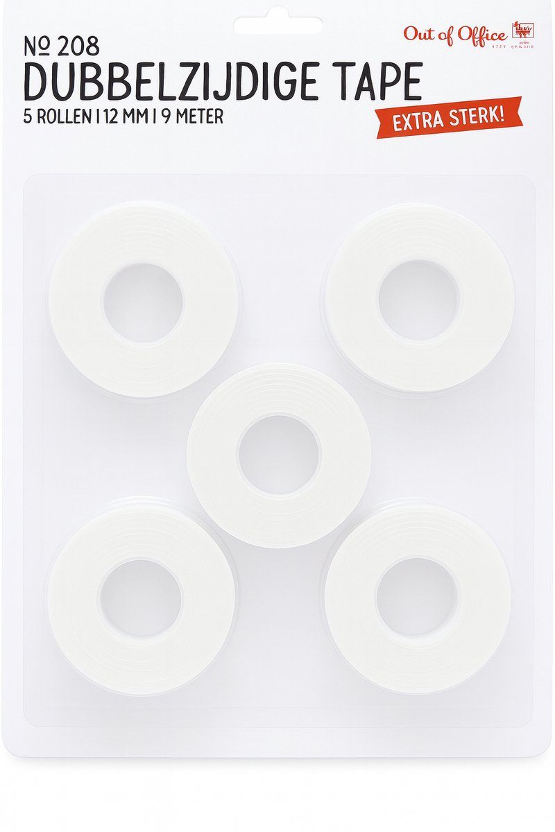 Dubbelzijdige tape 5 rollen - 12mm - 9 Meter - Extra Sterk
