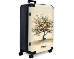 NoBoringSuitcases.com NoBoringSuitcases.com® - Koffer groot - Reiskoffer lichtgewicht - Sinaasappelboom met bloemen op beige achtergrond - Rolkoffer met 4 wielen - 98 liter bagage