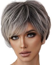 Perruque Femme Courte Grise KIMBERLEY 51 - Synthétique Bouclée, Neuve Avec étiquettes