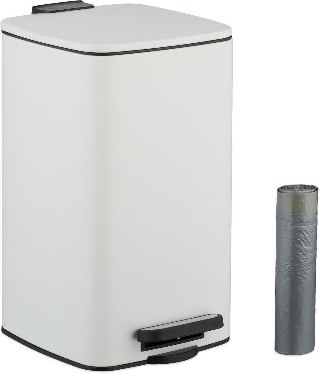 badkamer prullenbak - 8 l - softclose - met 20 vuilniszakken - wit