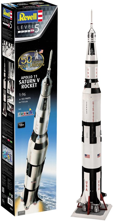 Revell Modelbouwpakket Ruimtevaart - 03704 Apollo 11 Saturn V Rocket - Gift Set Plastic - 1:96 -