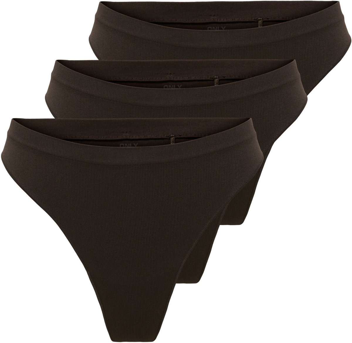 ONLY dames 3P microfiber strings vicky rib bruin