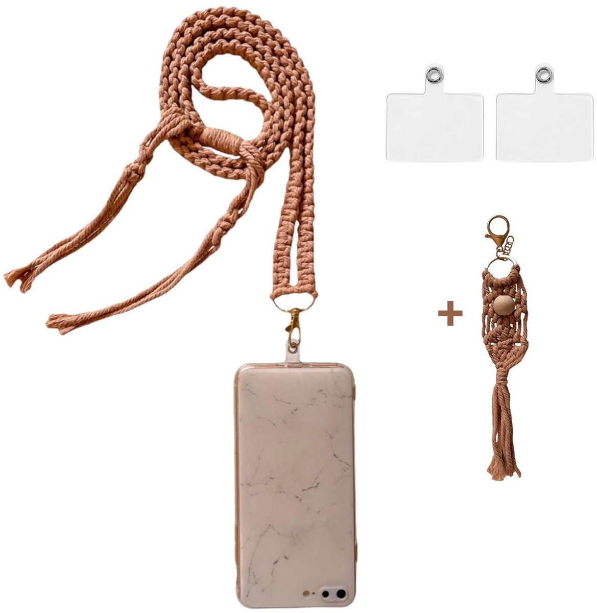 Universele Telefoonketting - macramé - verstelbaar - 1 stuk - biologisch katoen