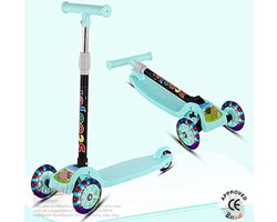 foto van Borvat® - Opvouwbare Driewielige Kinderscooter met LED Wielen - Verstelbaar Stuur, Lichtgewicht & Veilig - Voor Kinderen 3-8 Jaar - Groen