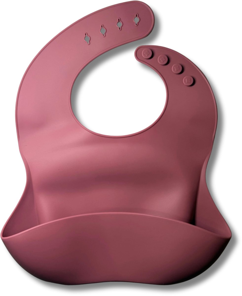 JGR Baby Slabbetje - Voedselveilig Silicone - Handig Opvangbakje - Verstelbare Sluiting - BPA-vrij - Eenvoudig Schoon te Maken - Pastel Roze