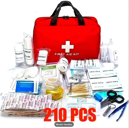 Foto: Ehbo kit compact draagbaar waterbestendig en duurzaam voor thuis auto outdoor avonturen verbandtas verbanddoos reizen 1 x 210 delig noodpakket 1 gevulde tas bv voor in huis of voor in de auto