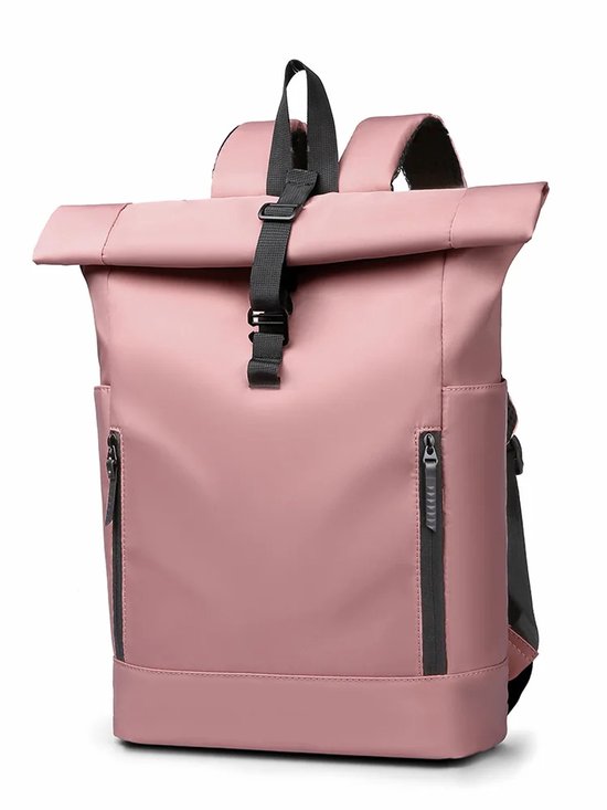 Sac à dos pour ordinateur portable - Rose - Sac pour ordinateur portable jusqu'à 15,6 pouces - Sac à dos pour femme et homme - Cartable - Sac à dos étanche avec compartiment pour ordinateur portable - Fermeture par enroulement