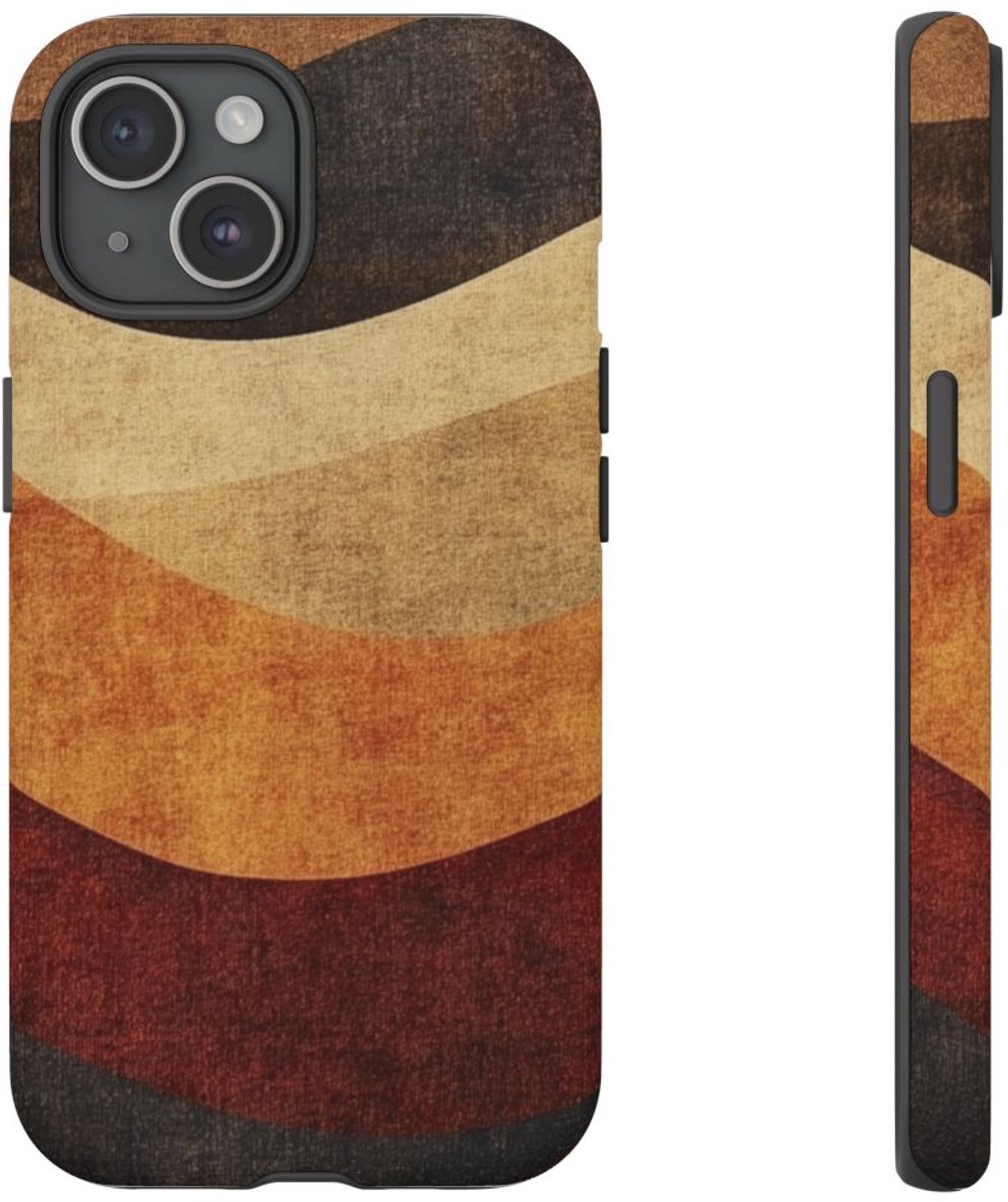Warme Abstracte Golfpatronen – Telefoonhoesje Geschikt voor iPhone 15