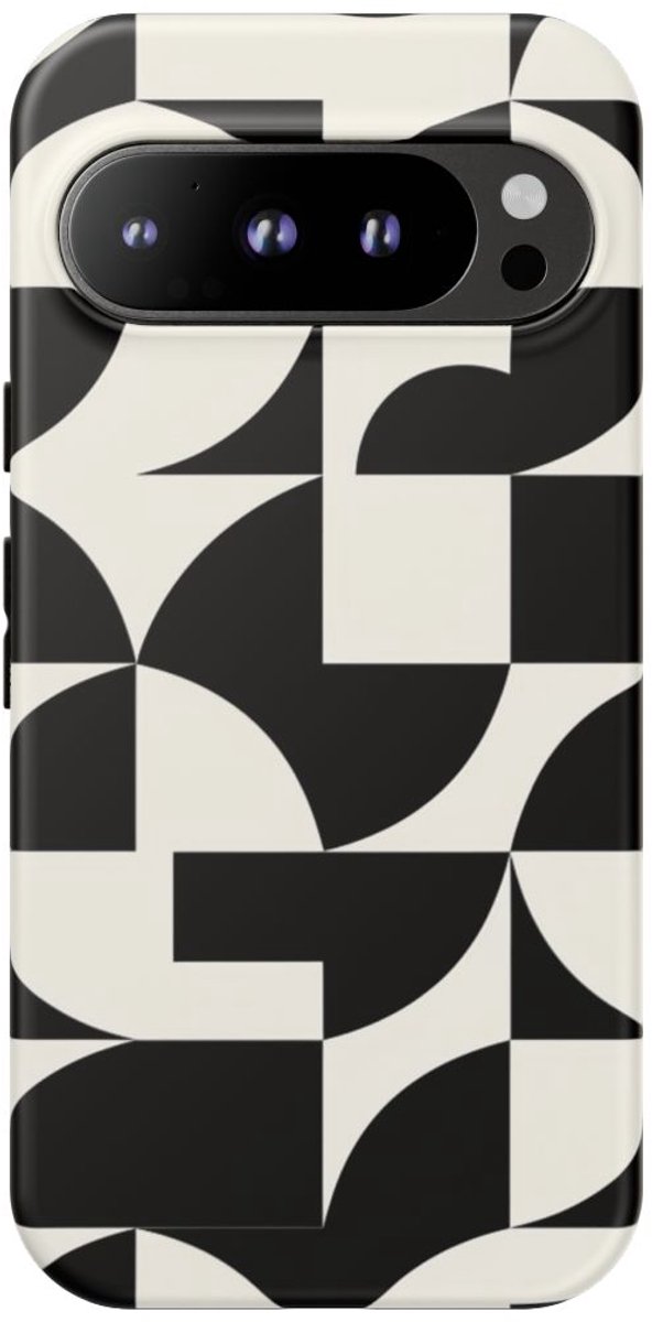 Zwart-Wit Geometrisch Abstract Patroon – Telefoonhoesje Geschikt voor Google Pixel 9 Pro