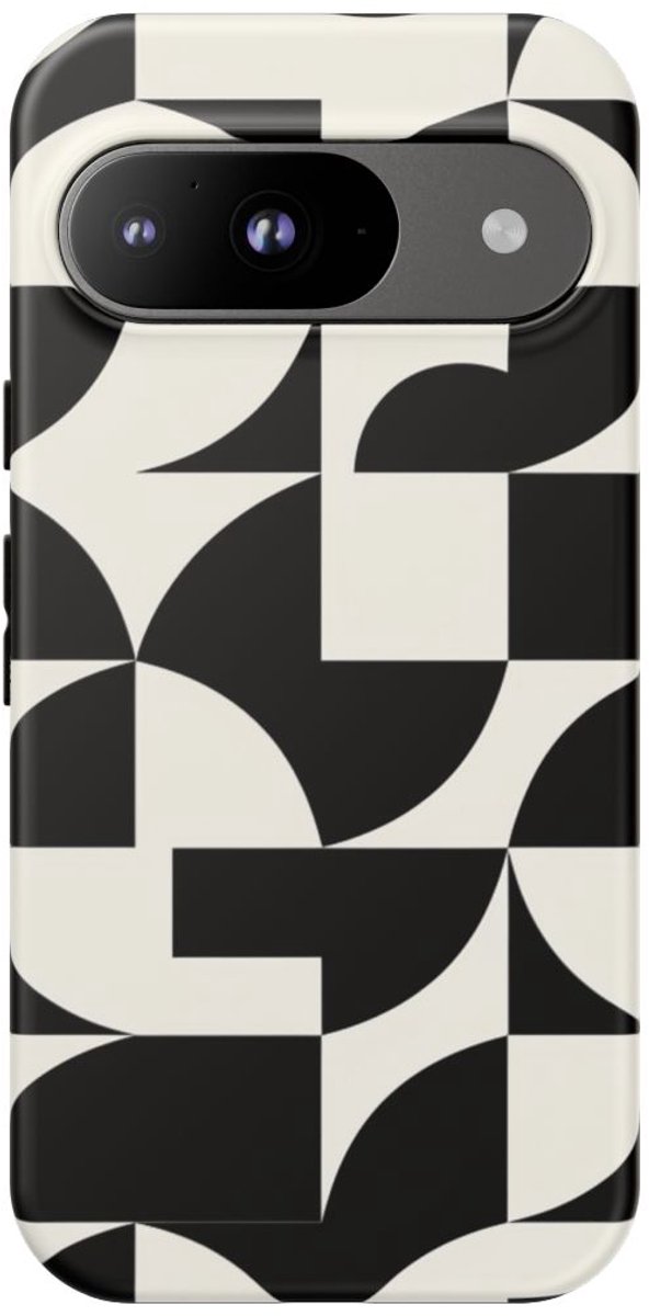 Zwart-Wit Geometrisch Abstract Patroon – Telefoonhoesje Geschikt voor Google Pixel 9
