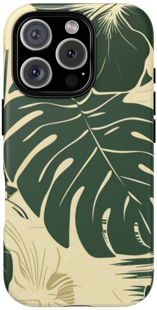 Tropisch Blad- en Bloemenpatroon – Telefoonhoesje Geschikt voor iPhone 16 Pro