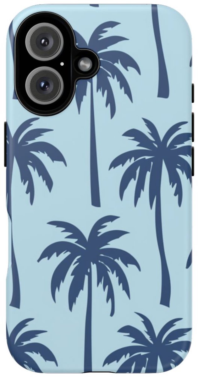 Blauw Palmbomenpatroon – Telefoonhoesje Geschikt voor iPhone 16