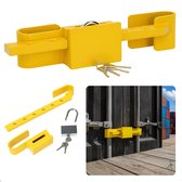 Cheqo® Containerslot Geel – Verstelbaar Containerslot 23-43 cm – Trailer- en Containerslot voor Vrachtwagens & Opleggers – Gemaakt van Gehard Staal – Anti-Diefstal Slot met Sleutels – Beveiliging voor Transport & Zeecontainers