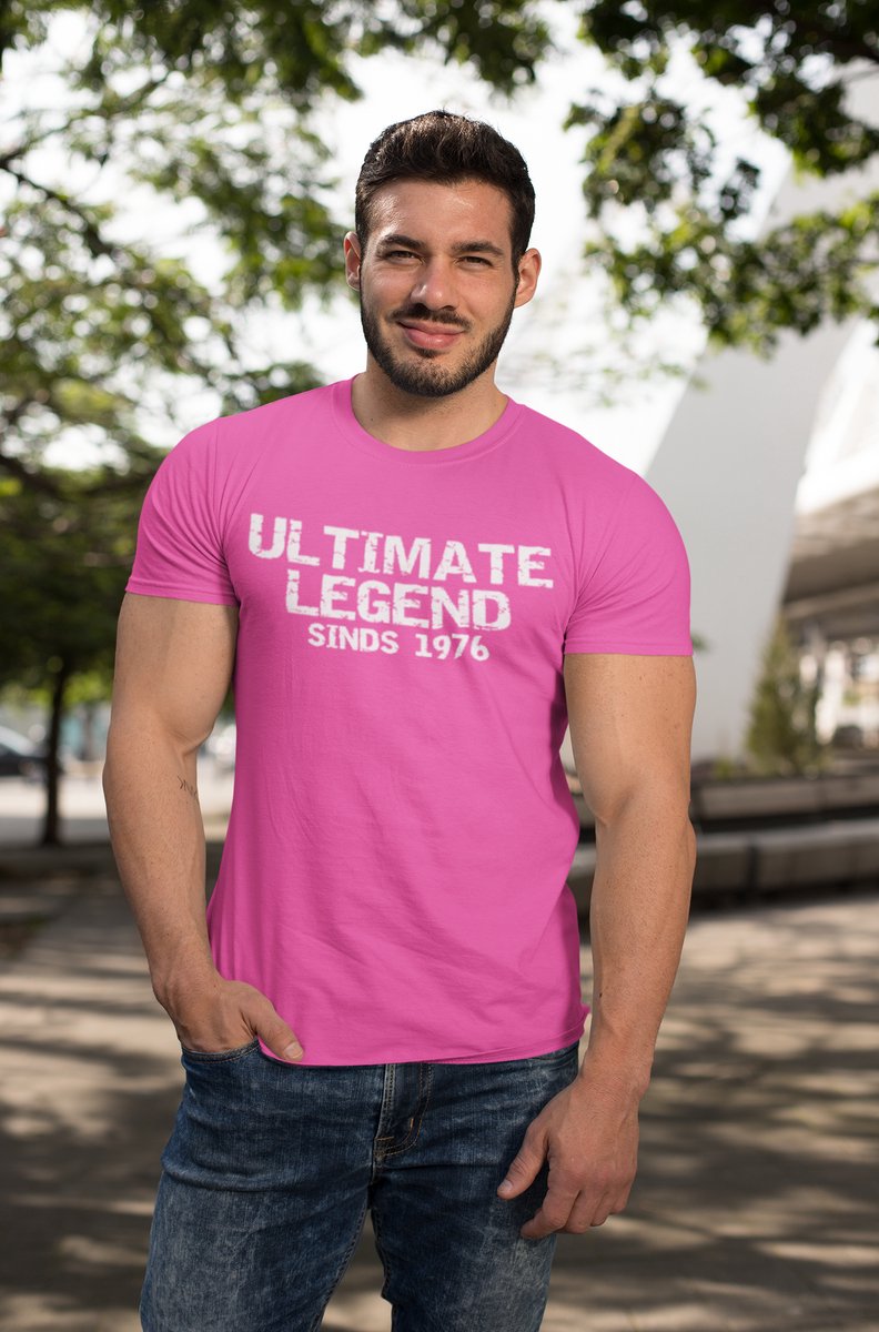 1976 Jaar Roze T-shirt heren - Maat L - Ultimate Legend - Verjaardag Cadeau Mannen - Limited Edition
