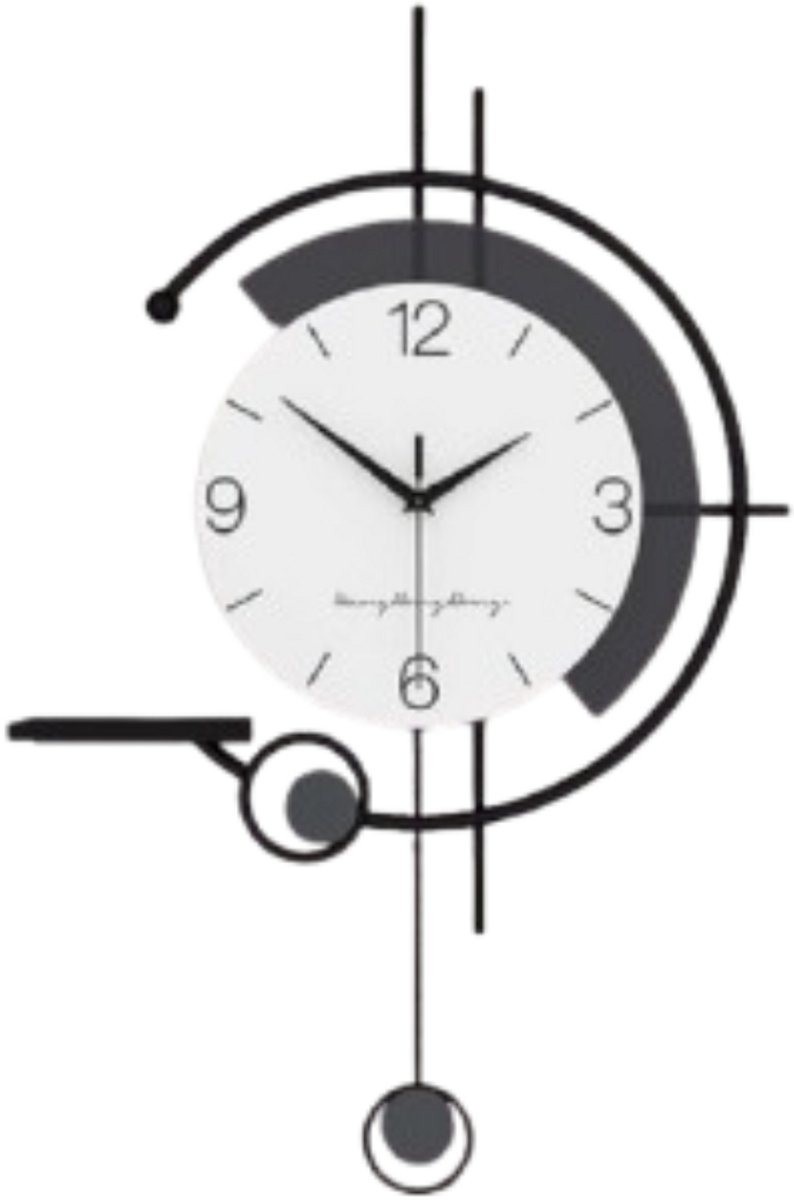 Klok - Wandklok Modern - Klokken - Industrieel - Zwart-wit