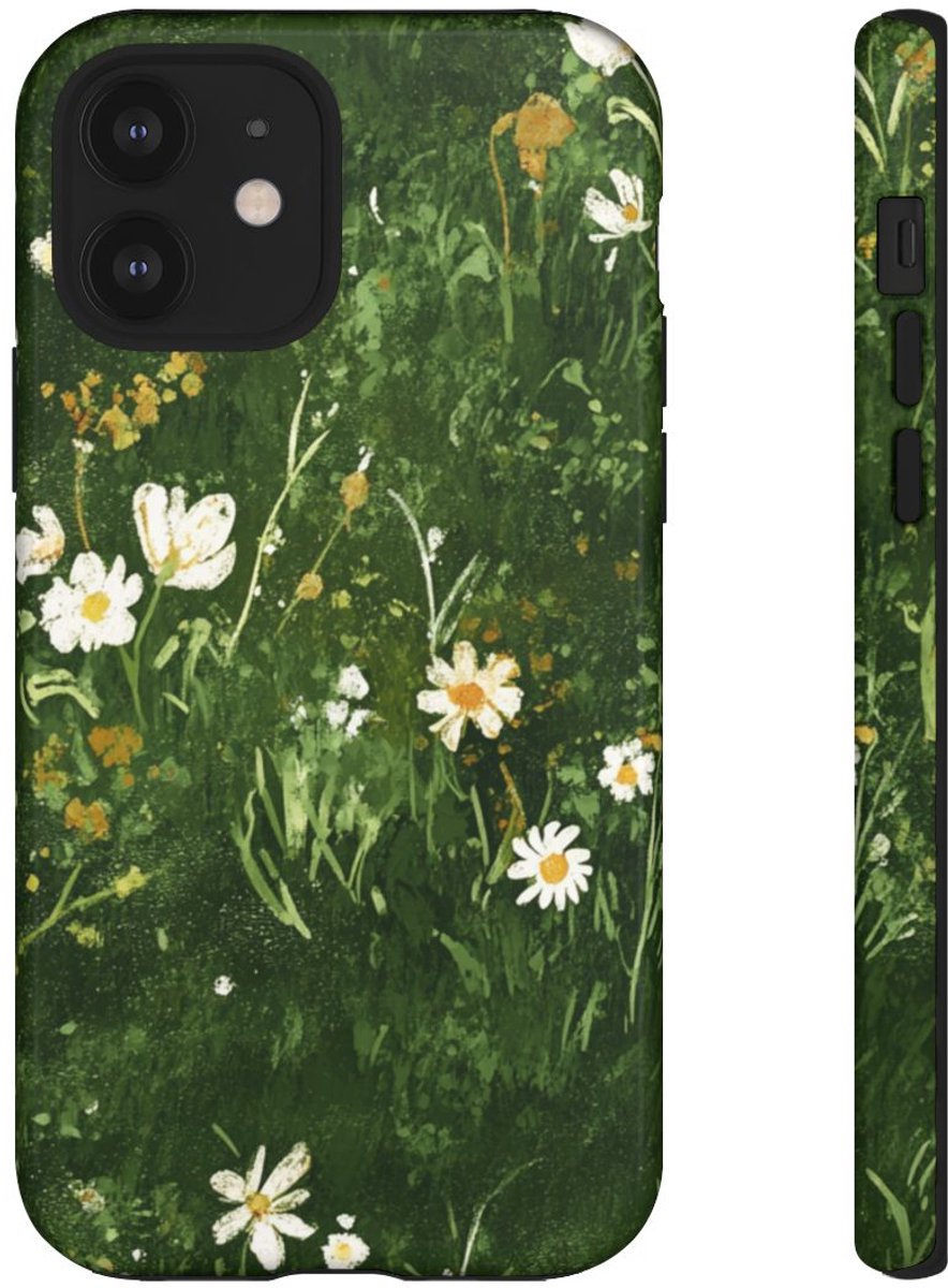 Groene Weide met Witte Bloemen – Telefoonhoesje Geschikt voor iPhone 12