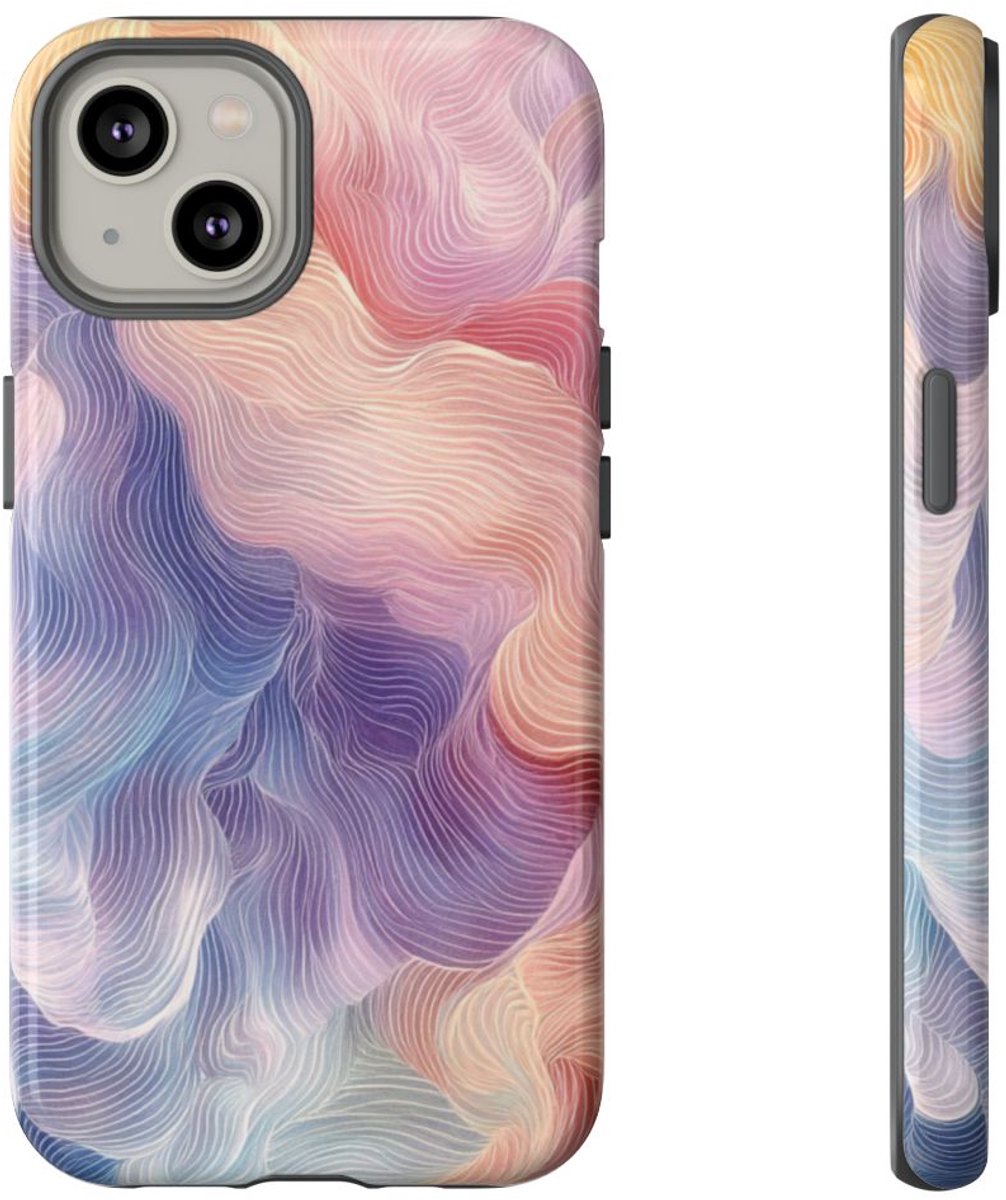 Zachte Pastel Abstracte Golven – Telefoonhoesje Geschikt voor iPhone 14
