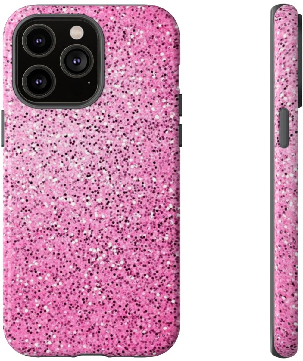 Roze Glitter Sprankelstructuur – Telefoonhoesje Geschikt voor iPhone 14 Pro Max
