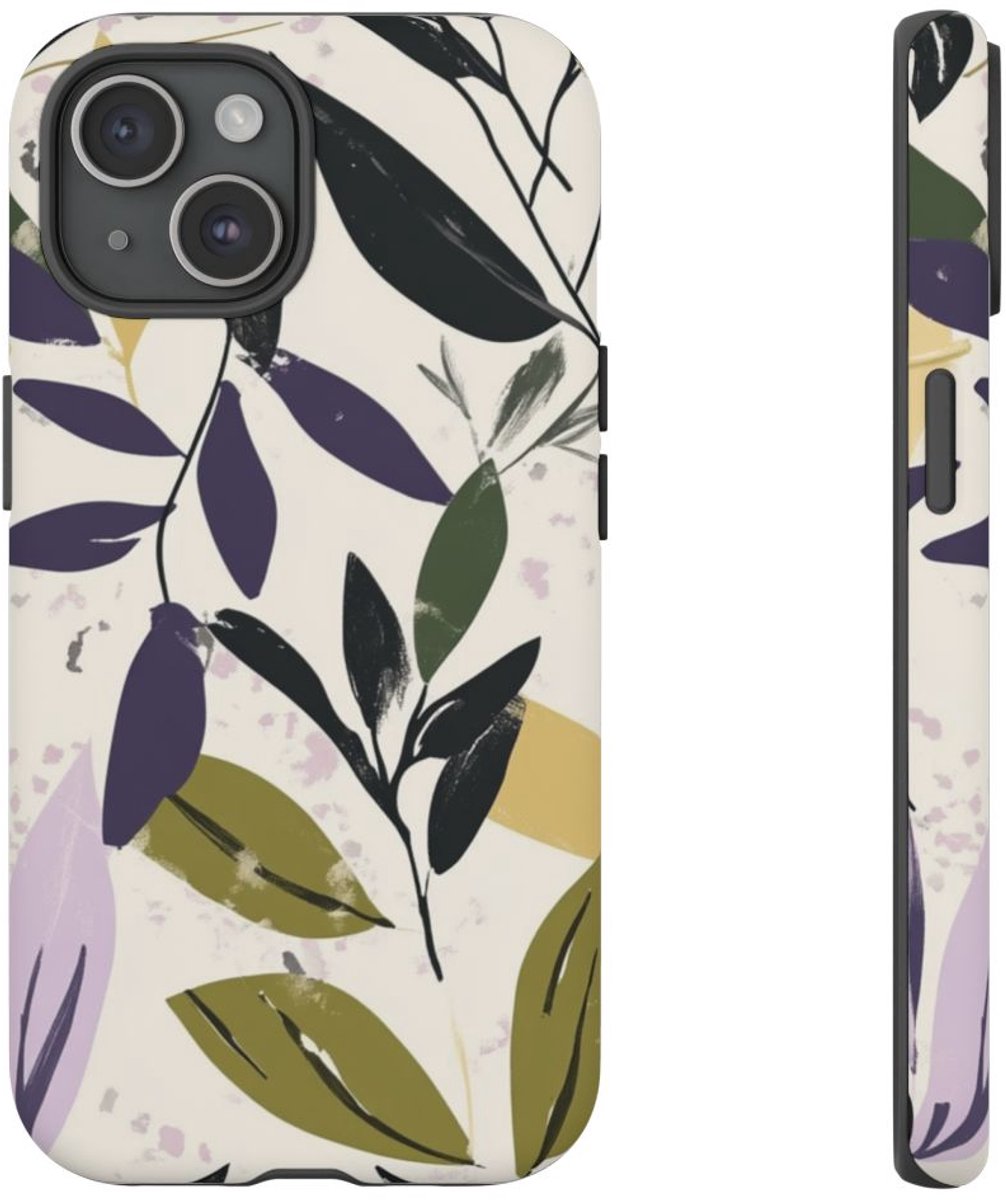 Gestileerd Botanisch Bladerenpatroon – Telefoonhoesje Geschikt voor iPhone 15