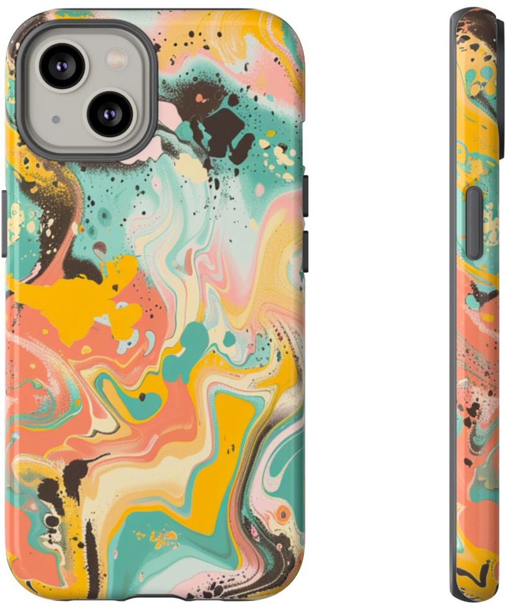 Kleurrijke Abstracte Vloeibare Kunst – Telefoonhoesje Geschikt voor iPhone 14